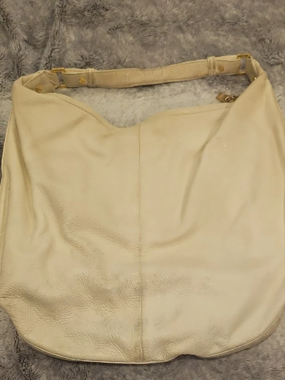 Tory Burch Cream Leather Shoulder Hobo with Gold Logo